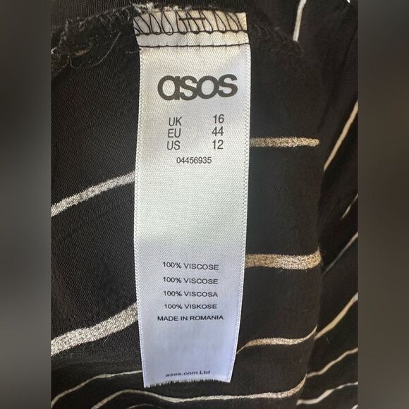 ASOS Cami Slip V Neckline Spaghetti Straps Side Slit Stripe Flowy Midi Dress 12 - Picture 7 of 12